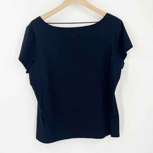 Bundle of 2 Lafayette 148 Cotton Stretch Tops XL Purple Tank Black T-Shirt - Picture 10 of 10